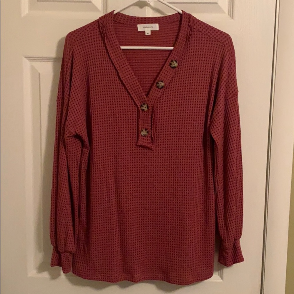 Waffle button top ❤️